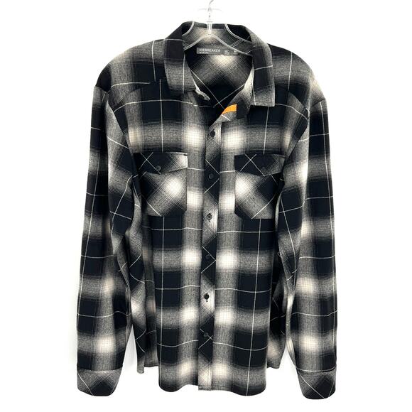 Icebreaker men’s merino wool black and white plaid flannel shirt - Picture 8 of 12